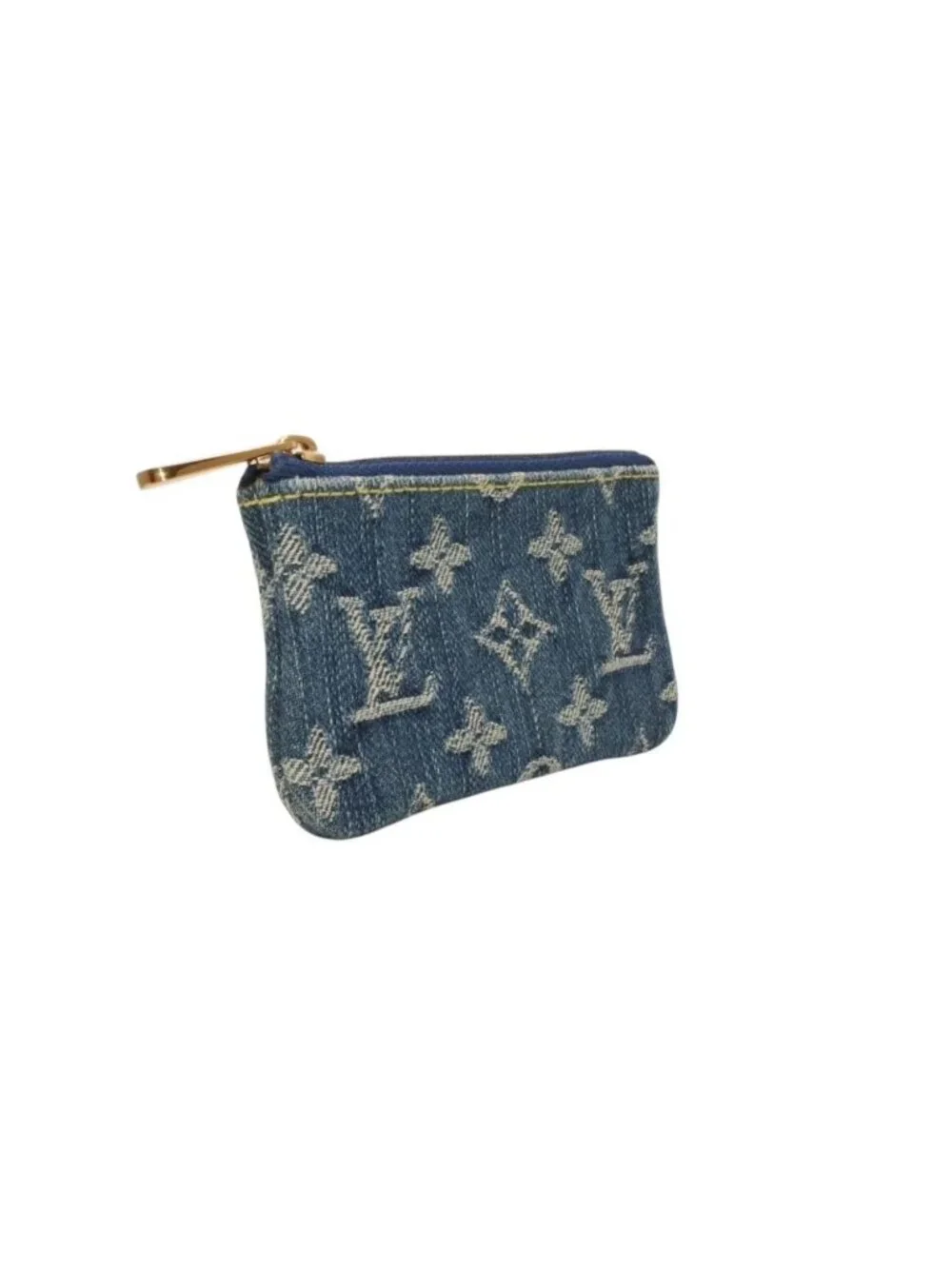 Louis Vuitton Monogram Denim Pochette Cles Coin Purse Blue